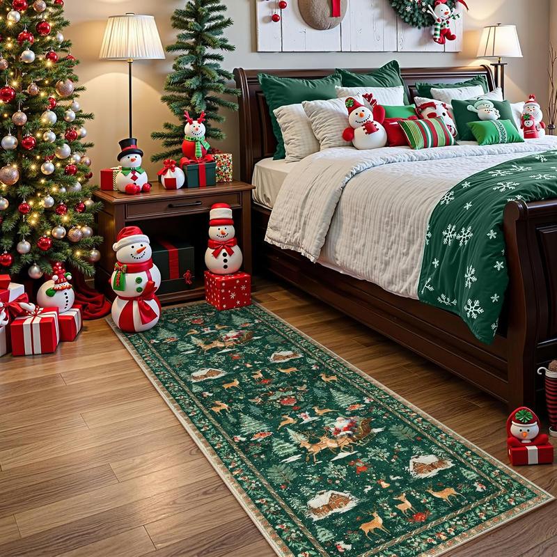 Christmas Deer Santa Long Rug