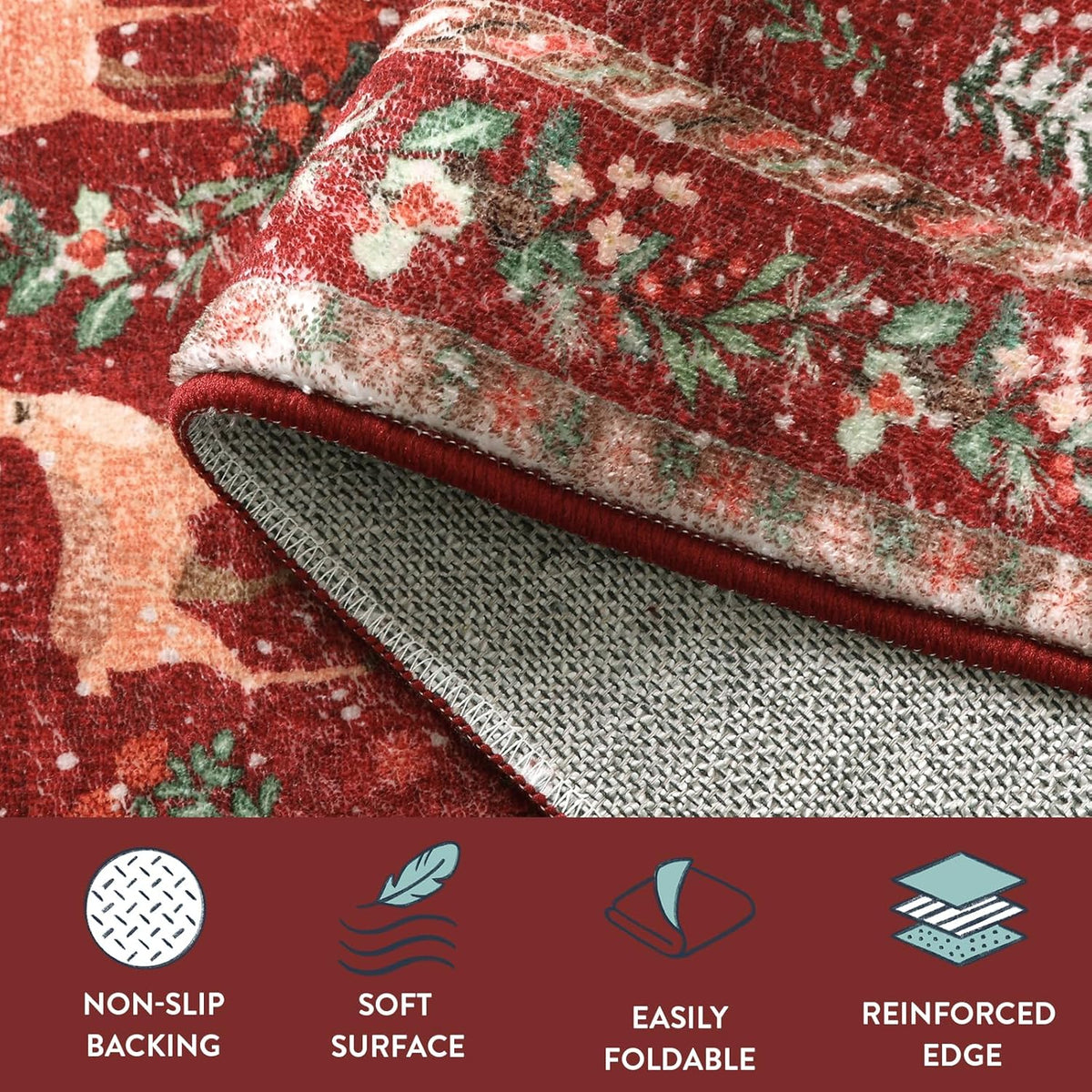 Christmas Deer Santa Long Rug