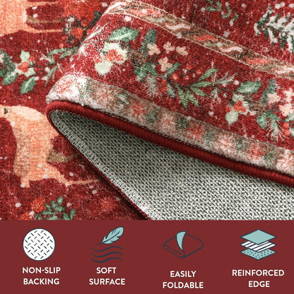Christmas Deer Santa Long Rug
