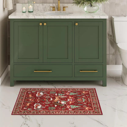 Christmas Deer Santa Long Rug