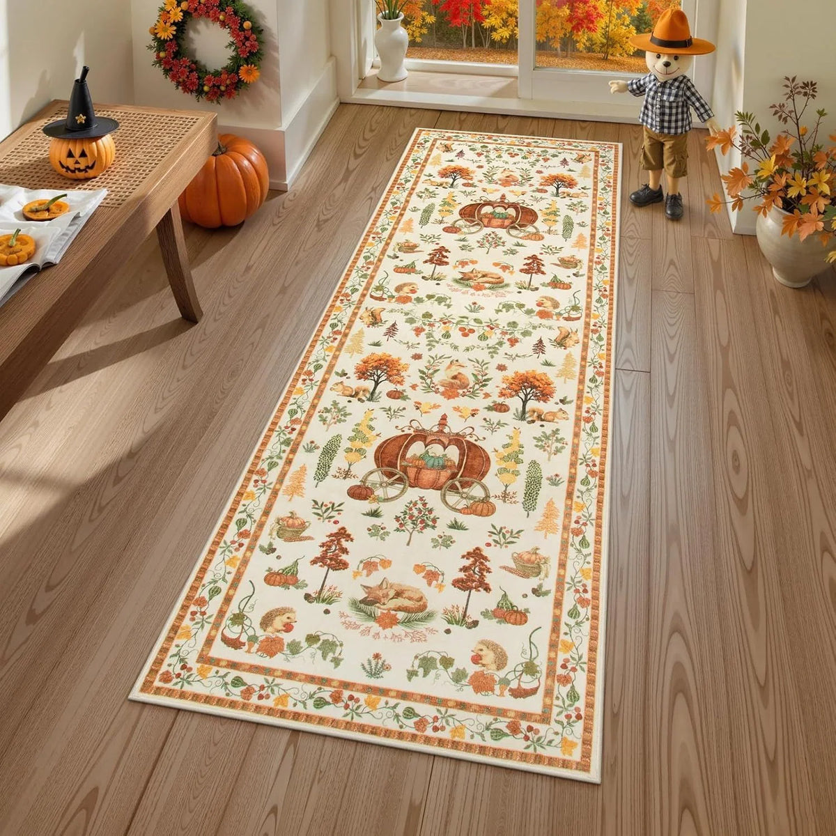Christmas Deer Santa Long Rug