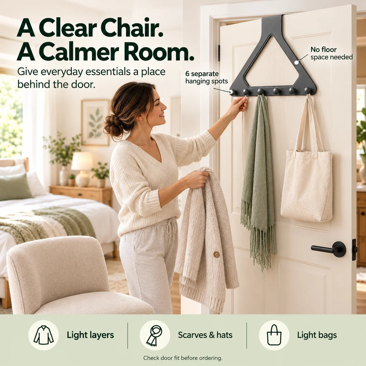 🚪Over the Door Triangle Hanging Organizer No Drill Multi Hook Rack