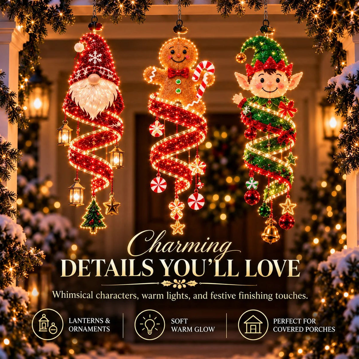 ⏳ Last Day 49% OFF – 🎄Christmas Magic Spiral™ Hanging LED Light Collection
