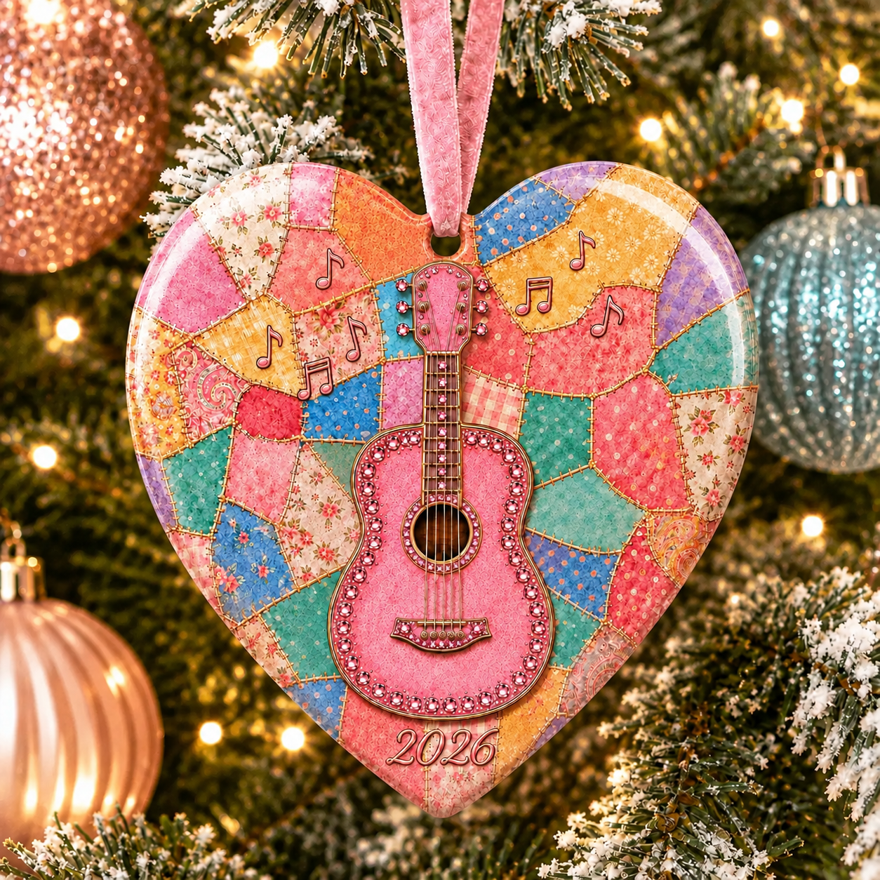 🎁Last Day 50% OFF - Pink Guitar Memorial Heart Ornament