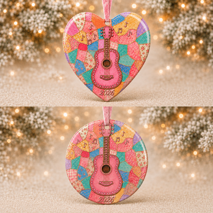 🎁Last Day 50% OFF - Pink Guitar Memorial Heart Ornament