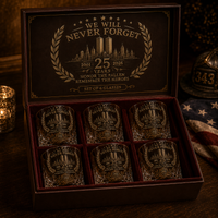 9/11 25th Anniversary Memorial Decanter & 6 Glass Set🕯️