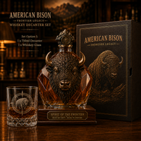 🔥Bison Decanter + 1 Thick-Bottom Whiskey Glass（Most Popular）