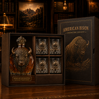 🎁Bison Decanter + 4 Thick-Bottom Whiskey Glass（Best Gift）