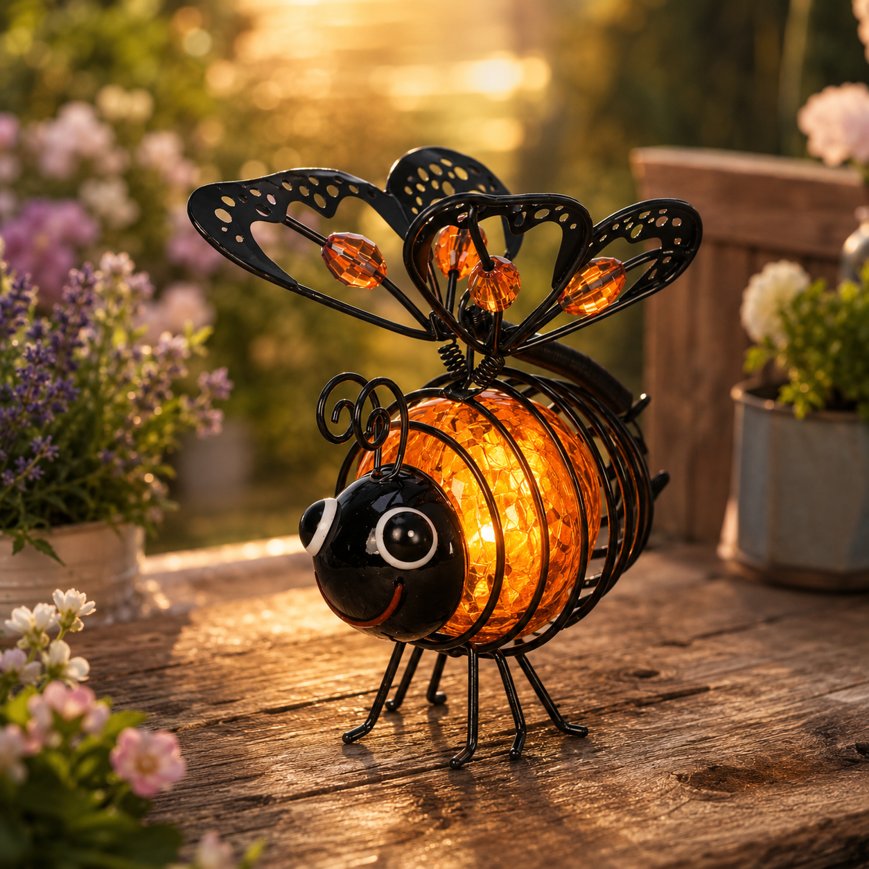 📢📢50% OFF !! ⏰🐝 Solar Powered Hanging Bee Garden Light