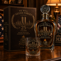 9/11 25th Anniversary Memorial Decanter & 1 Glass Set🕯️