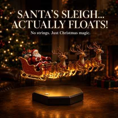 🎅🎄Floating Santa Sleigh with 4 Reindeer-Magnetic Christmas Magic