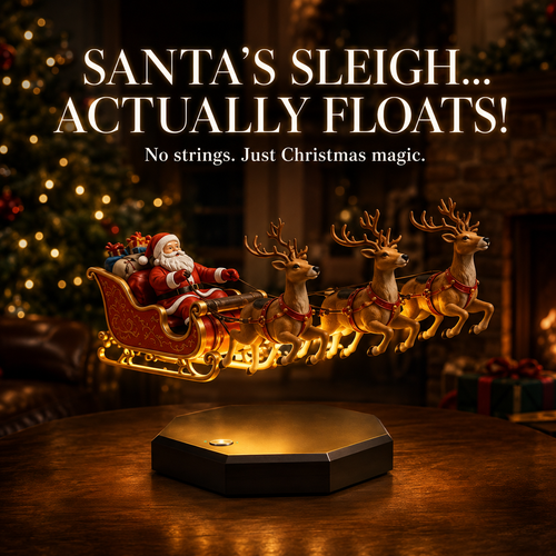 🎅🎄Floating Santa Sleigh with 4 Reindeer-Magnetic Christmas Magic