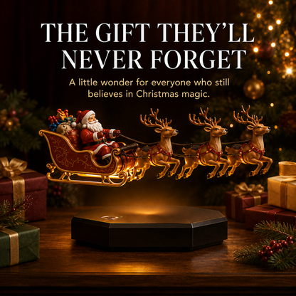 🎅🎄Floating Santa Sleigh with 4 Reindeer-Magnetic Christmas Magic