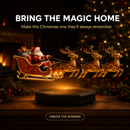 🎅🎄Floating Santa Sleigh with 4 Reindeer-Magnetic Christmas Magic
