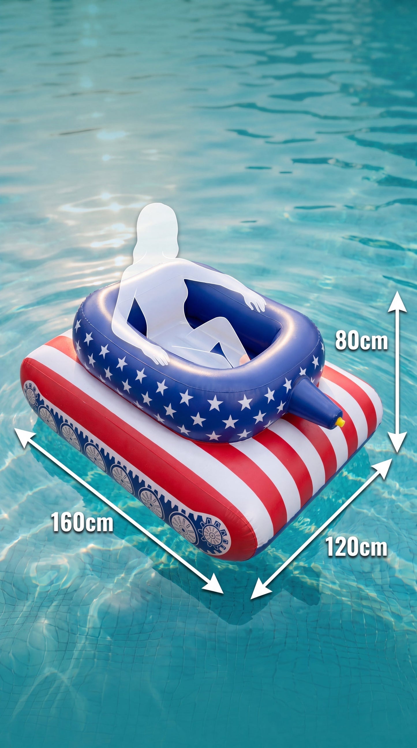 Inflatable Battle Tank Pool Float with Built-In Water Cannon
