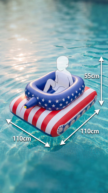 Inflatable Battle Tank Pool Float with Built-In Water Cannon