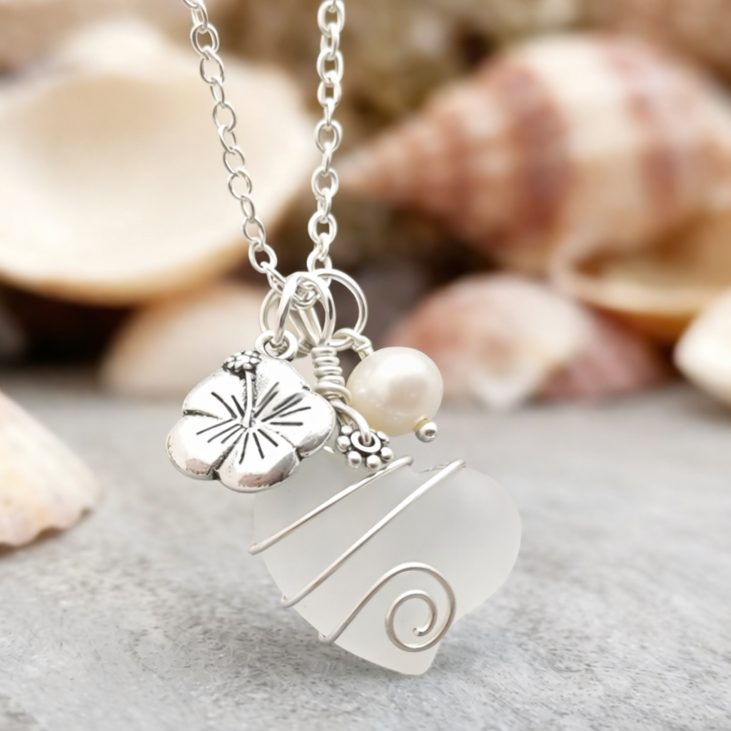 💖Handcrafted Heart Sea Glass Necklace