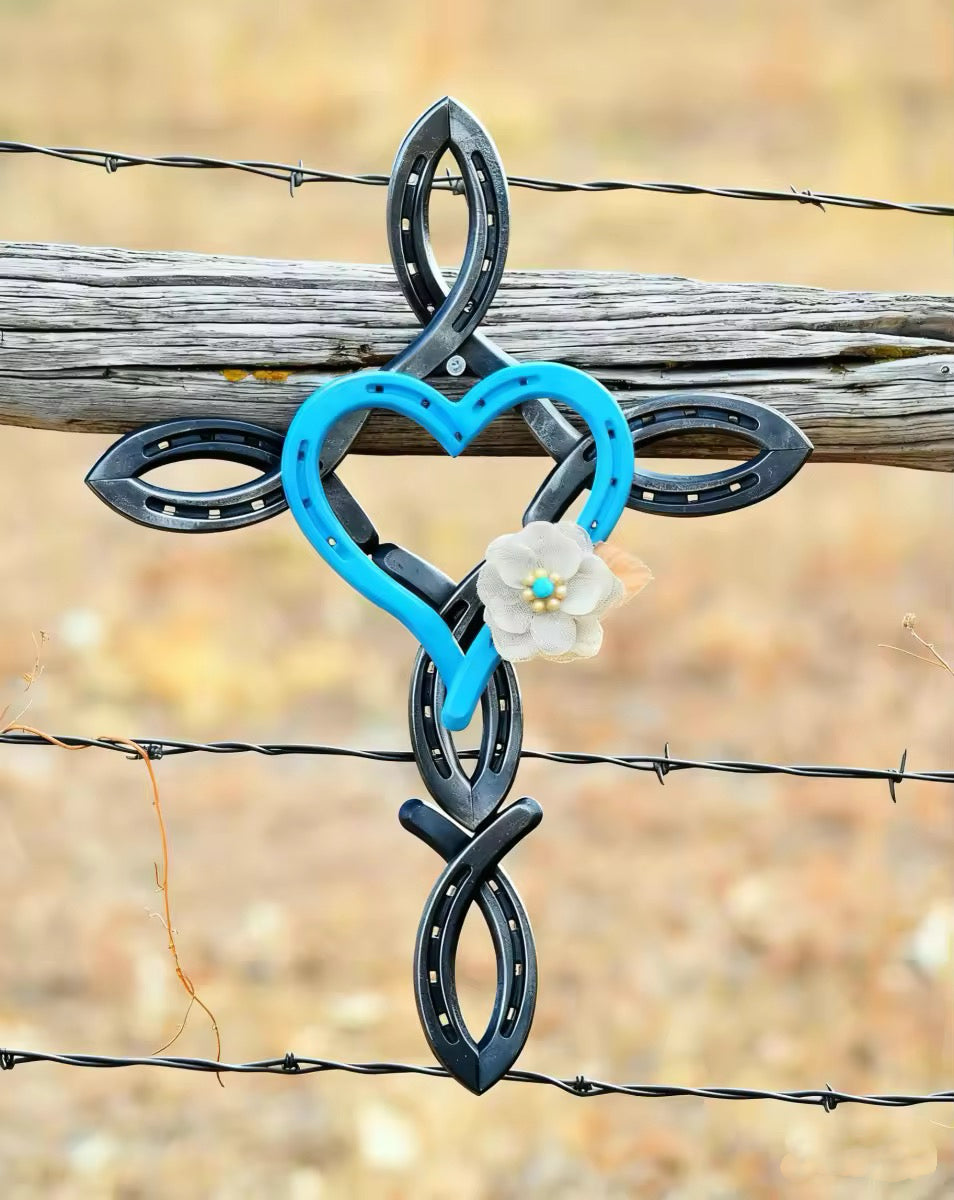Blessed Horseshoe Cross with Heart - A Symbol of Faith, Protection, and Love That Endures
