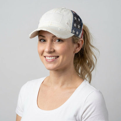 🔥American Flag Ponytail Embroidered Hat