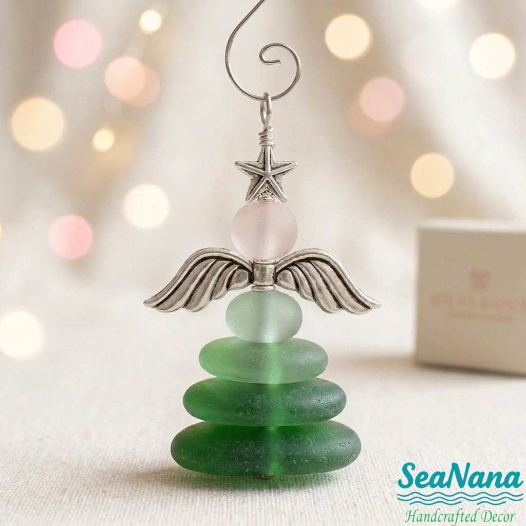 🧚Handmade Sea Glass Angel Hanging Ornament – seaglassdiy