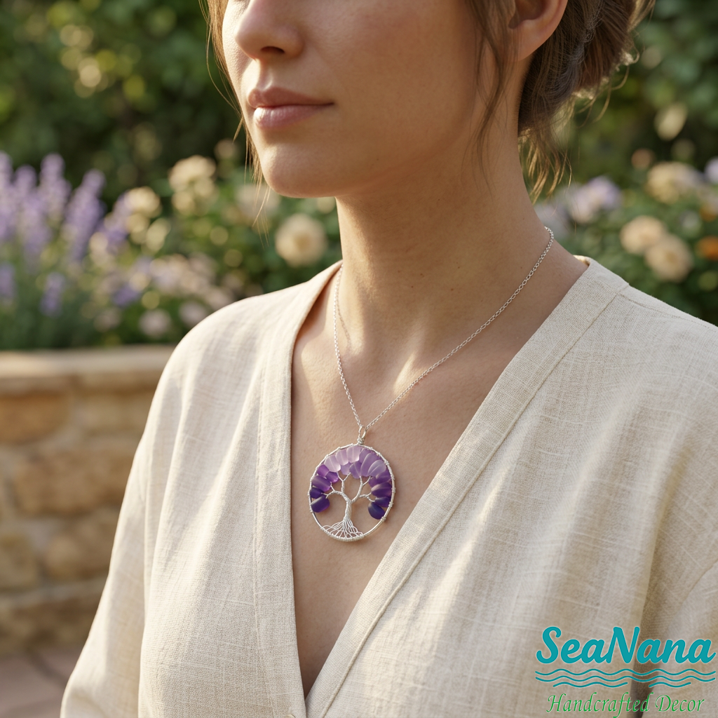 🌳Handmade Tree of Life Sea Glass Pendant＆Ornament