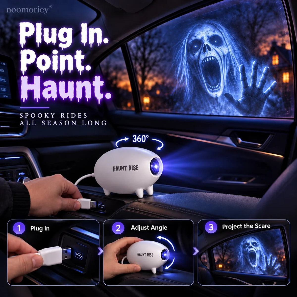 🎃 Halloween-Fensterprojektor ✨ 16 gruselige Filme – USB-betriebene Festtagsdekoration