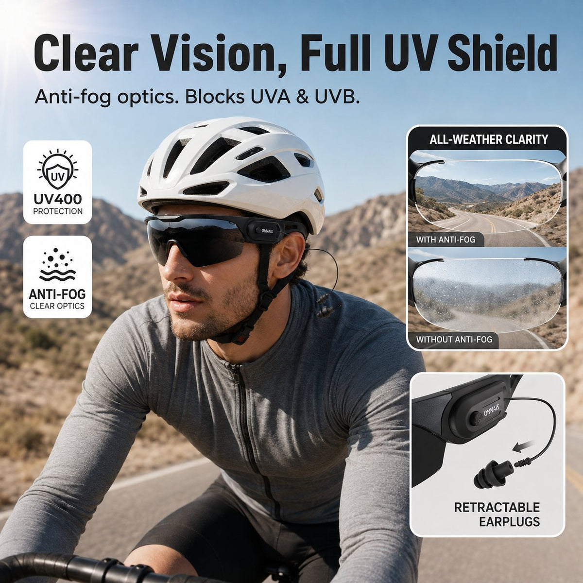 🛡️ 2-in-1 Tactical Anti-Fog Safety Glasses & Retractable Ear Protection