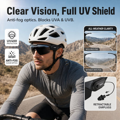 🛡️ 2-in-1 Tactical Anti-Fog Safety Glasses & Retractable Ear Protection