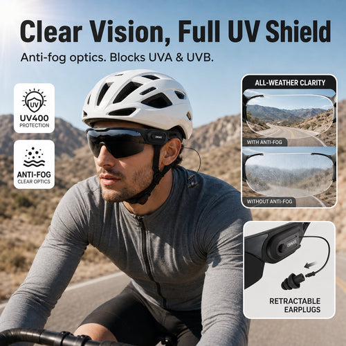 🛡️ 2-in-1 Tactical Anti-Fog Safety Glasses & Retractable Ear Protection