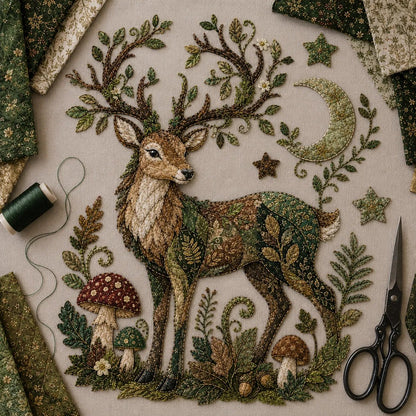 ⏳ Last Day 50% OFF – 🌙 Beginner-Friendly Mythic Wilds DIY Layered Patchwork Art Kit | Complete Kit with Patterned Fabrics, Sewing Materials & Step-by-Step Guide Included 💕