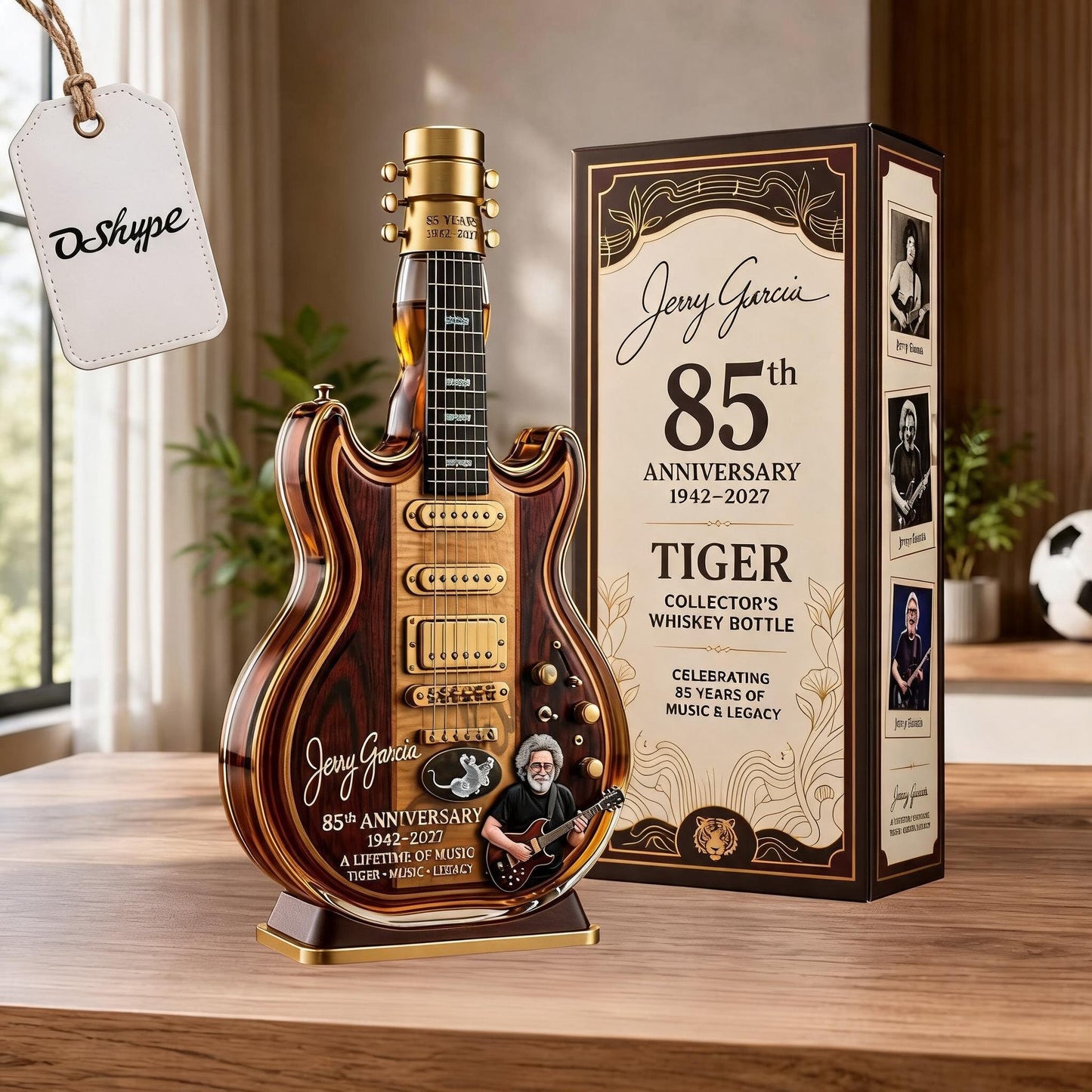 Jerry Garcia 85th Anniversary Tiger Guitar Glass Decanter