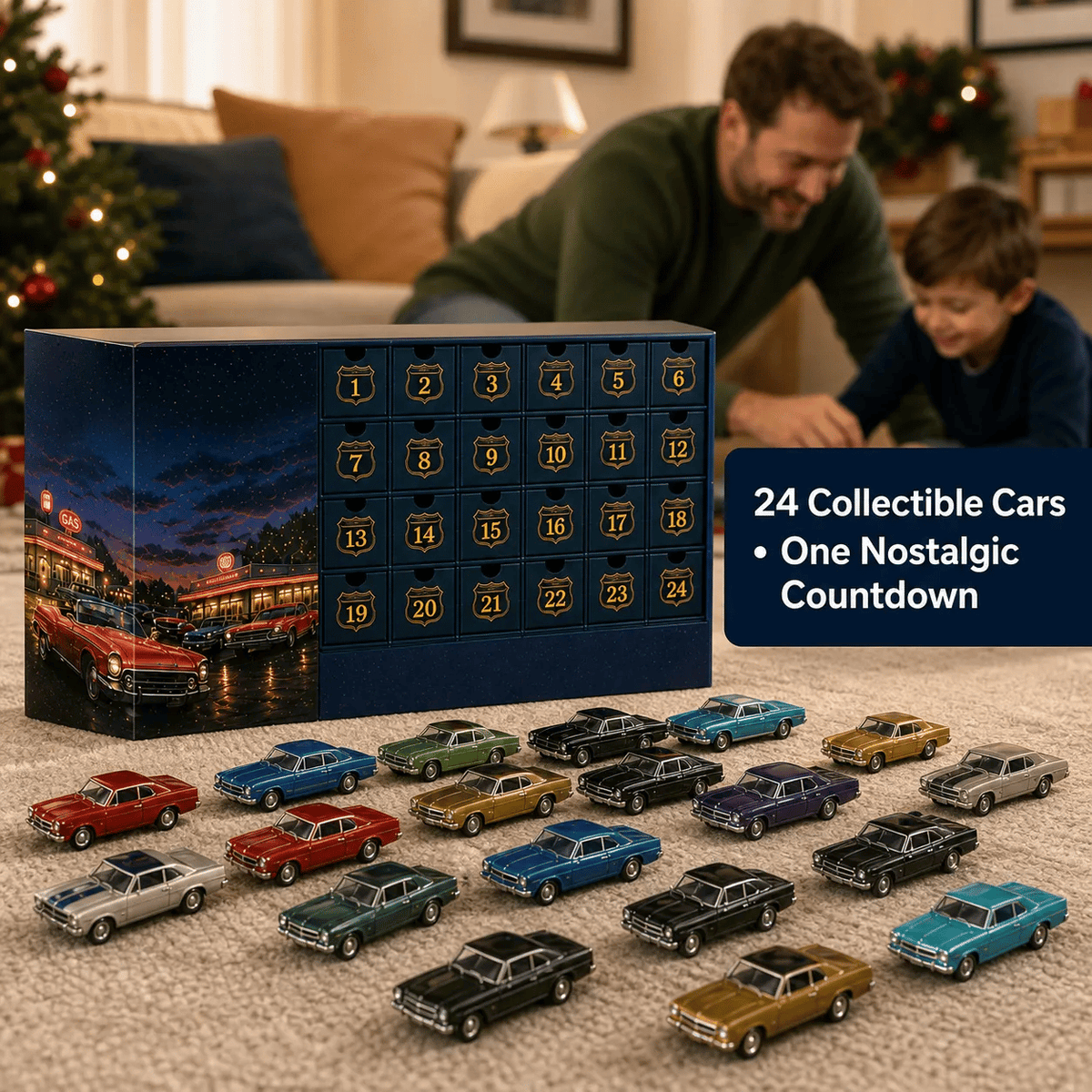 🚗24 Days of Classic American Cars Advent Calendar – 24 Vintage Ride Collectibles for Car Lovers