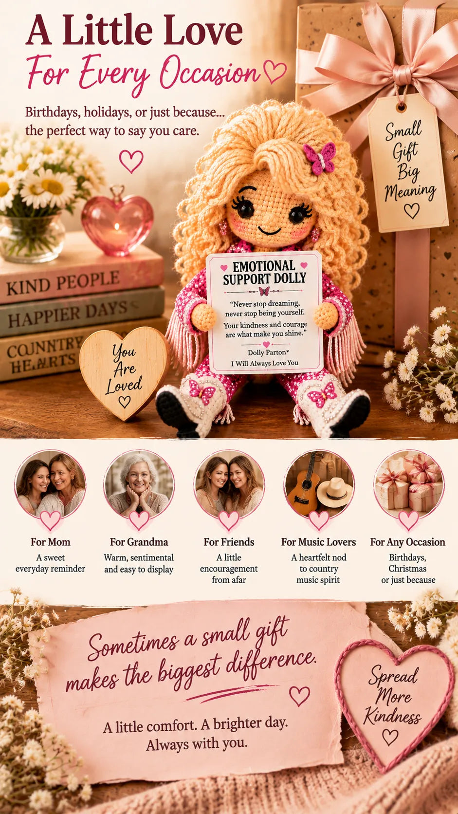 🔥LAST DAY 50% OFF - 💗Hand‑Crocheted Emotional Support Comfort Doll | Country Music Inspired Uplifting Encouragement Keepsake Gift For Loved Ones