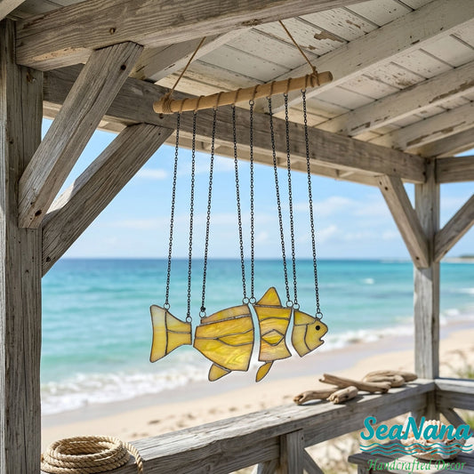 Stained Glass Fish Bone Wind Chime