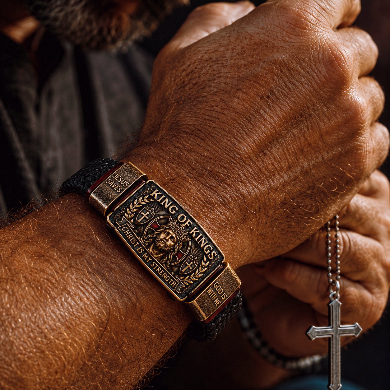 🔥LAST DAY 50% OFF ✝️CHRIST IS MY STRENGTH: Father’s Day Faith Bracelet, Daily Spiritual Reminder for Christian Dads