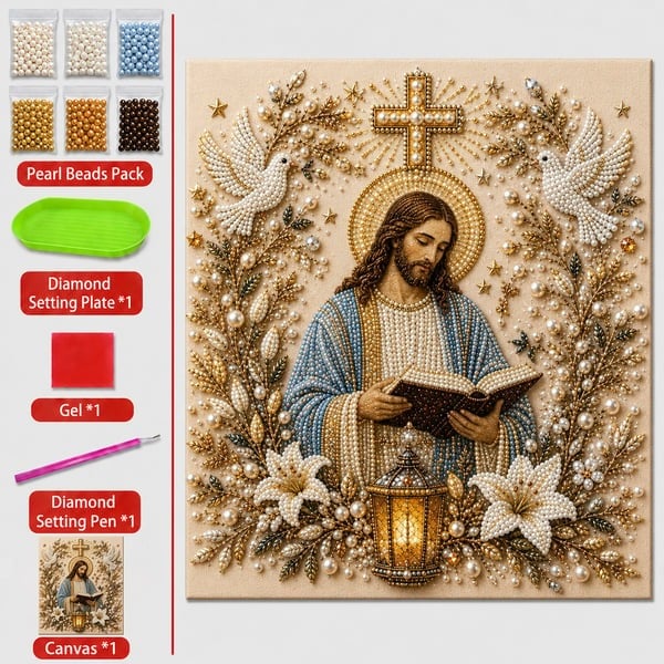 🔥 Last Day 49% OFF – ✝️ DIY Jesus Pearl Art Kit | 3D Pearl-Style Christian Artwork for Prayer Corners & Faith Gifts