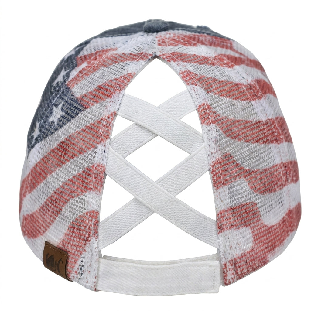 🔥American Flag Ponytail Embroidered Hat