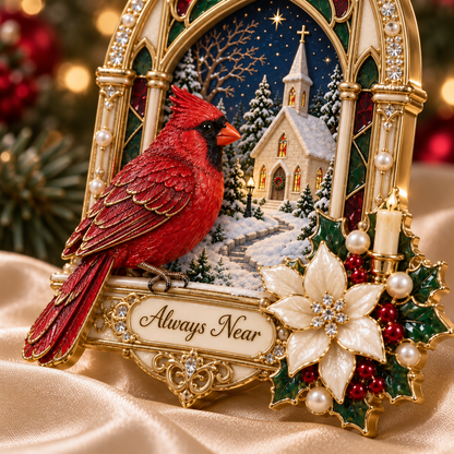 Cardinal Window View Commemorative Christmas Tree Ornament