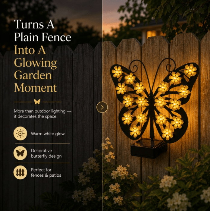 Solar Lights Outdoor Metal Butterfly Wall Decor