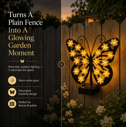 Solar Lights Outdoor Metal Butterfly Wall Decor