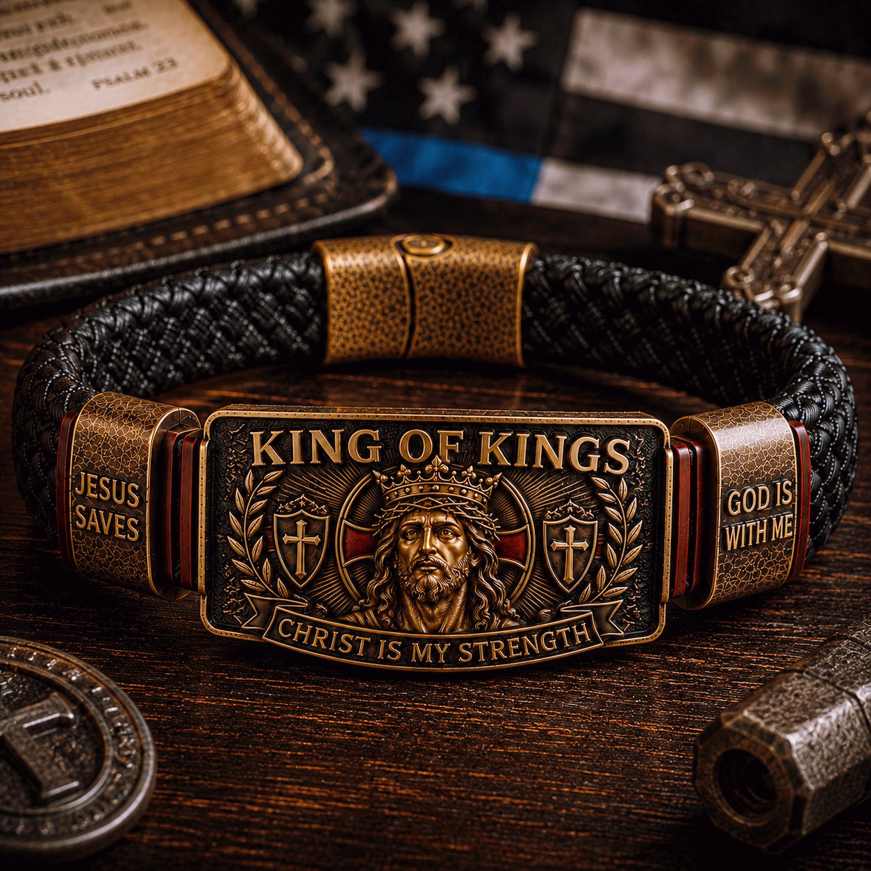 🔥LAST DAY 50% OFF ✝️CHRIST IS MY STRENGTH: Father’s Day Faith Bracelet, Daily Spiritual Reminder for Christian Dads