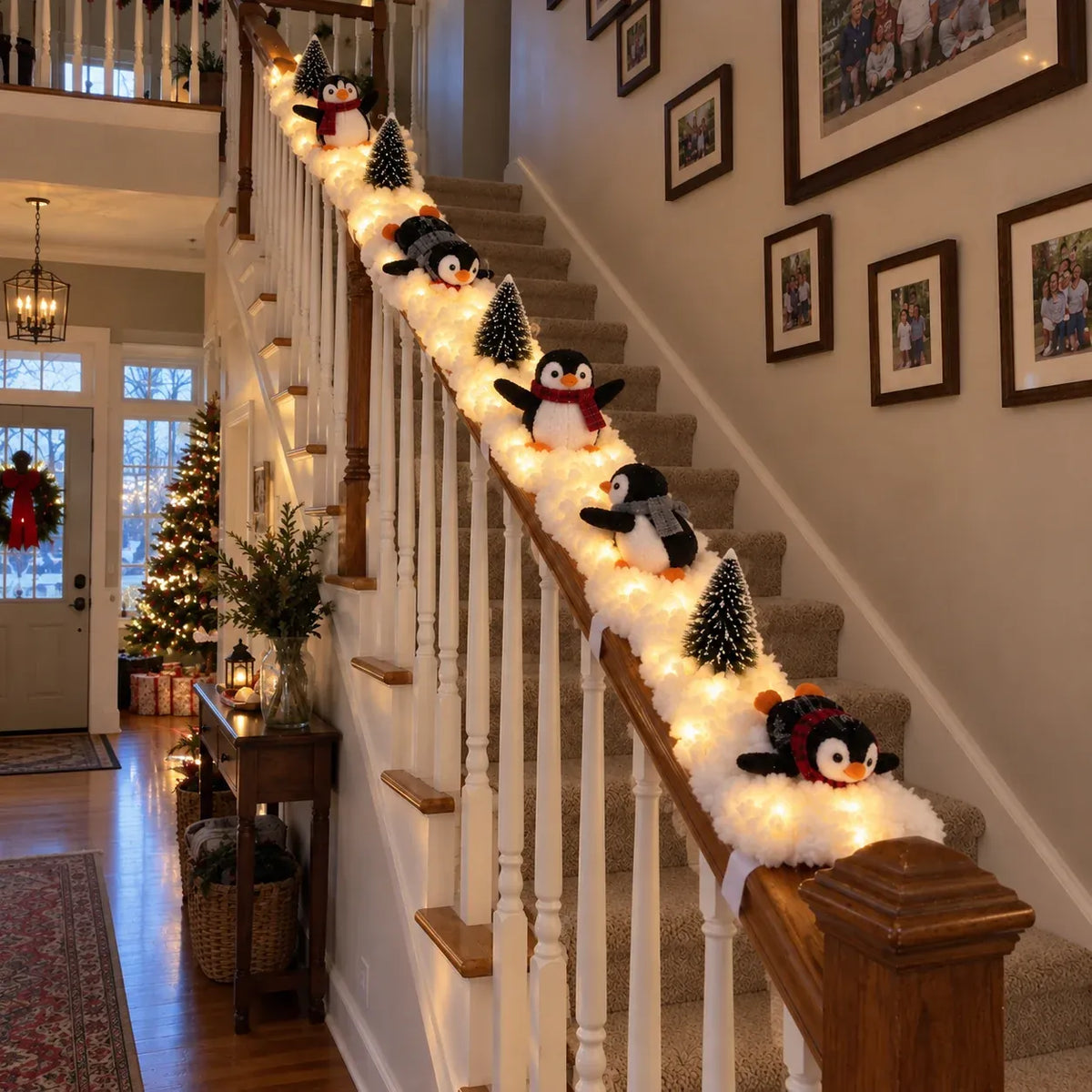🔥Last Day 50% OFF - 🔥Playful Penguin Snowy Stair Railing Decor