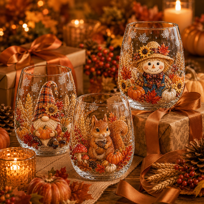 🍂Autumn Harvest 3D Glass Cup Gift Set – 6 Festive Designs