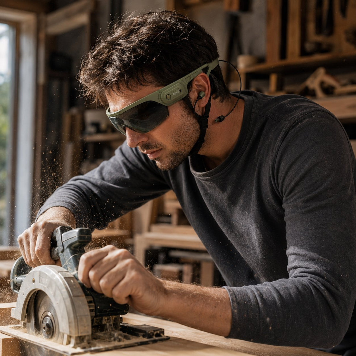 🛡️ 2-in-1 Tactical Anti-Fog Safety Glasses & Retractable Ear Protection