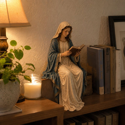 🙏Handcrafted Virgin Mary Reading Bookshelf Figure - A Quiet Blessing for Your Bookshelf