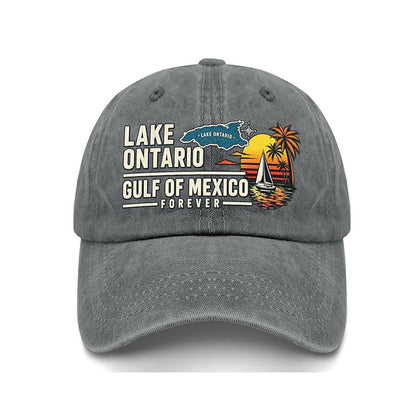🔥LAST DAY 50% OFF - 🍁🌊Lake Ontario & Gulf Forever Vintage Embroidered Cap (🧢100% Cotton)