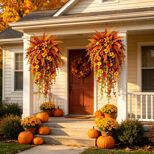 🔥Last Day 50% OFF – 🍂 Artificial Fern for Autumn Outdoor Decor– Autumn Porch & Door Decoration