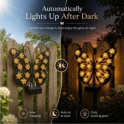 Solar Lights Outdoor Metal Butterfly Wall Decor