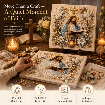 🔥 Last Day 49% OFF – ✝️ DIY Jesus Pearl Art Kit | 3D Pearl-Style Christian Artwork for Prayer Corners & Faith Gifts