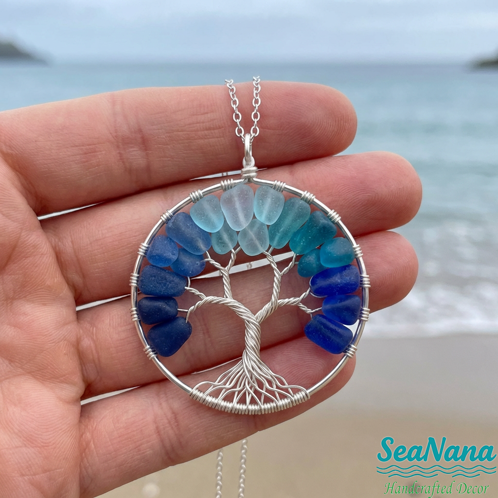 🌳Handmade Tree of Life Sea Glass Pendant＆Ornament